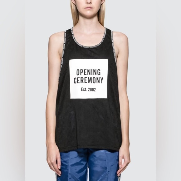 Opening Ceremony Tops - Opening Ceremony Unisex BOX LOGO MESH TANK, black and white‎ size M